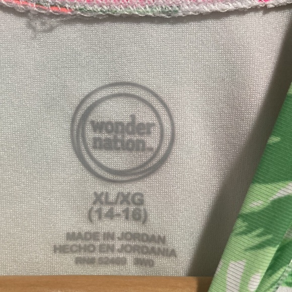 WONDER NATION  Girls 1 pc Pink Floral Hawaiian Print Rash Guard Swim Sui - Picture 4 of 6